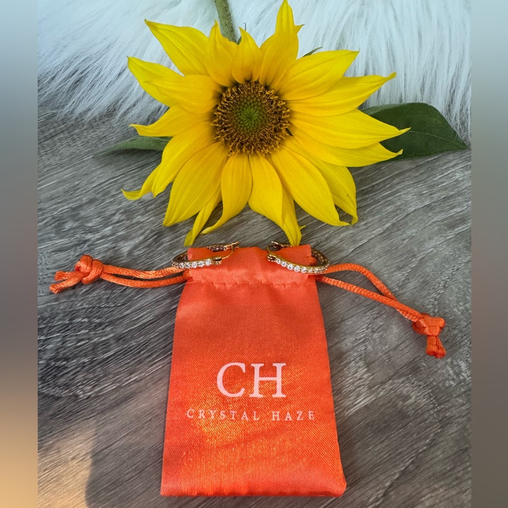 🌼 CRYSTAL HAZE Mini Serena Hoop Gold Earrings